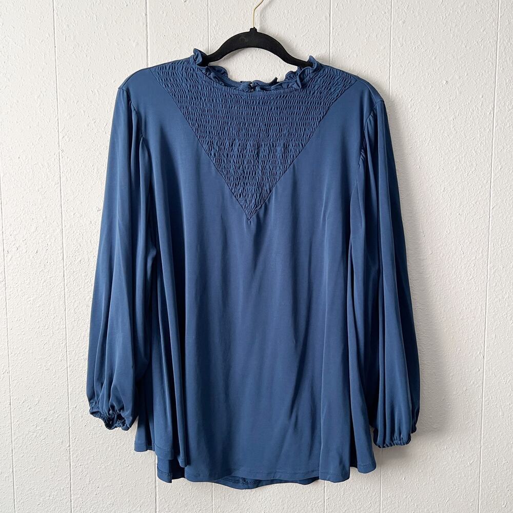 LuLaRoe Womens Top 2XL Puff Sleeves Smocked Relaxed Career Workwear Office Chic